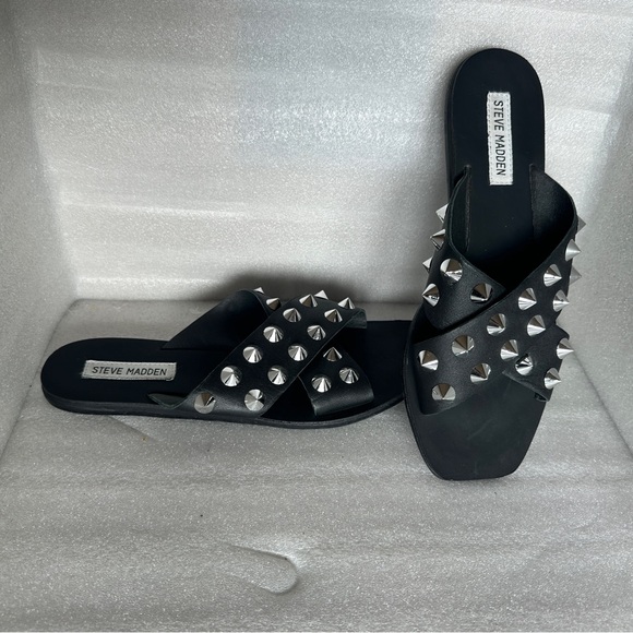 Steve Madden Black Studded Women's Sandals - Picture 2 of 2